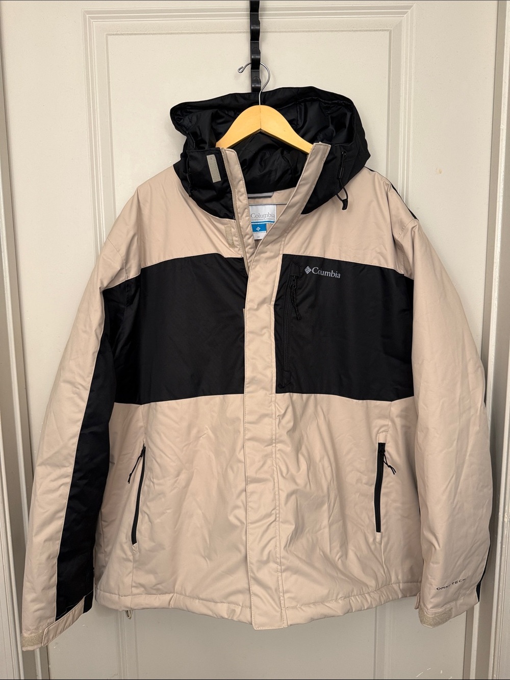 Columbia Two-Tone Black and Beige Jacket with Hood